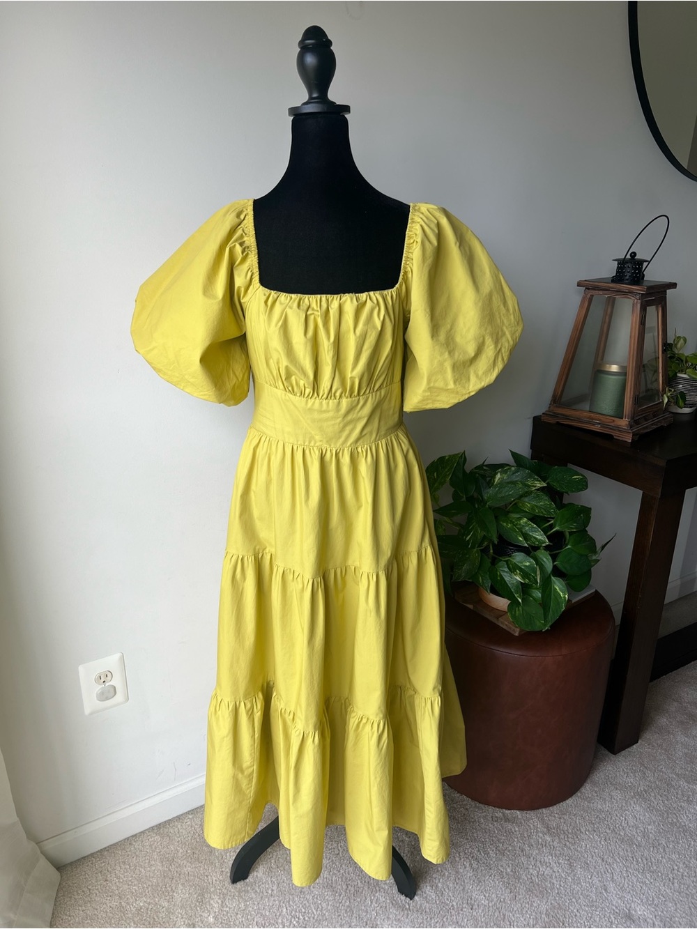 Listicle Cindy Puff Sleeve Tiered Dress | Lemongrass